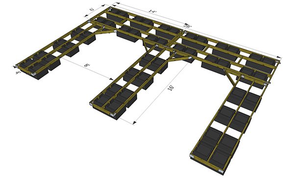 2-slip floating boat dock